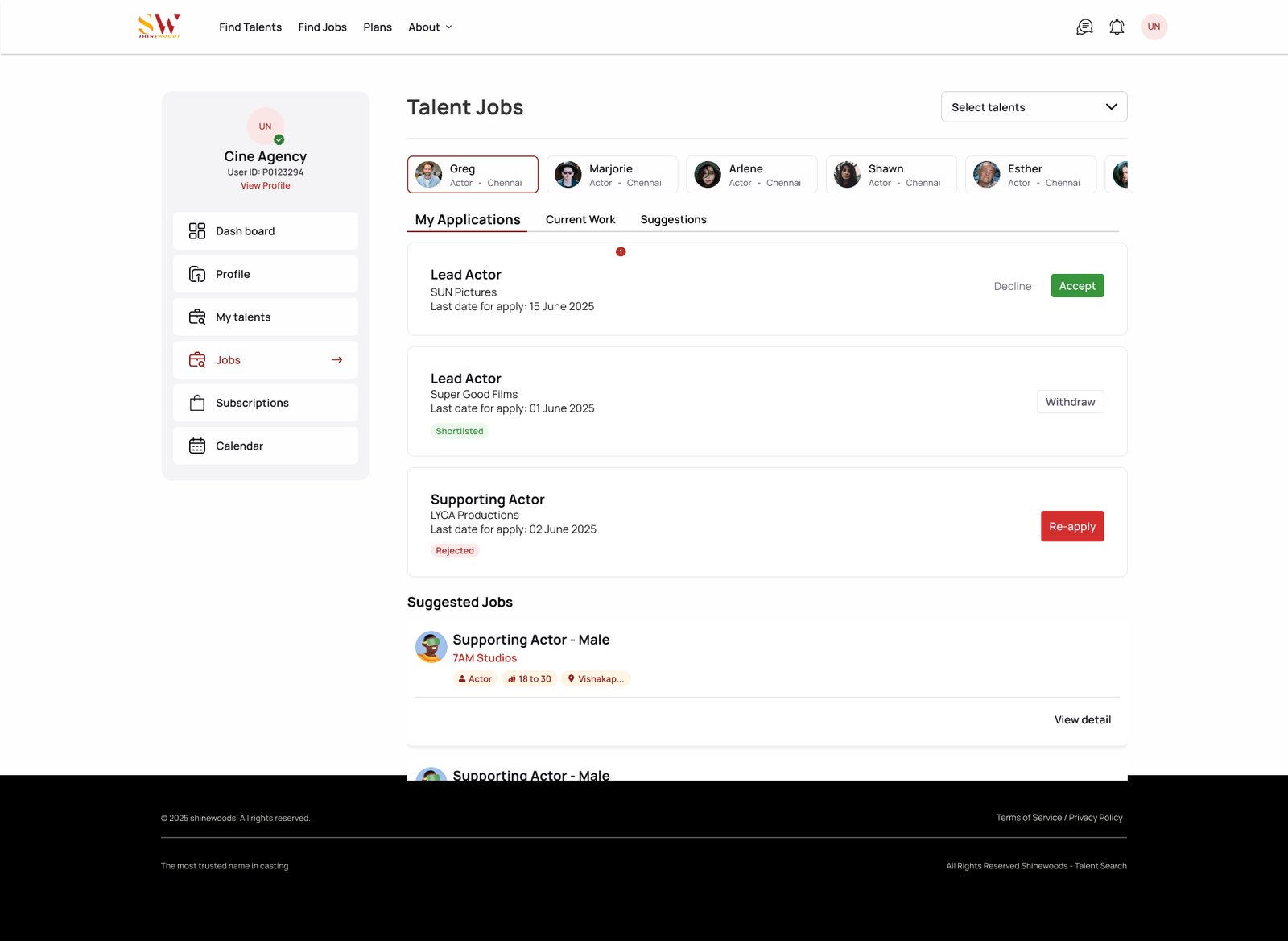 Dashboard · Jobs Section