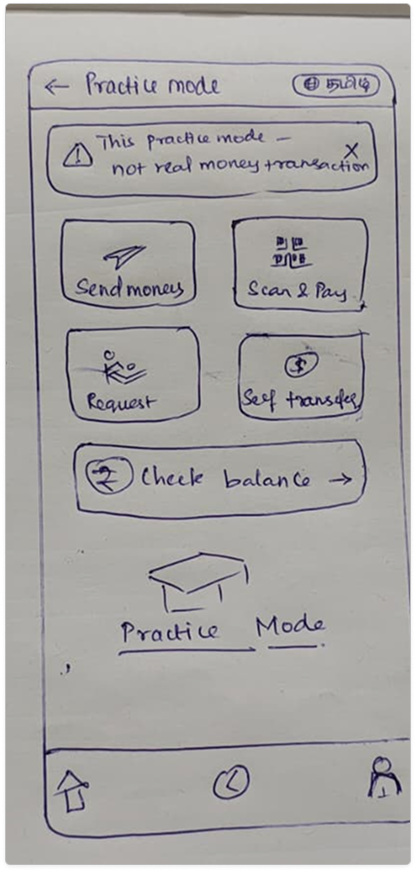 Practice Mode low-fidelity wireframe