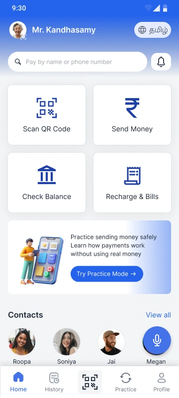 PayNora Senior Mode — high-fidelity screen