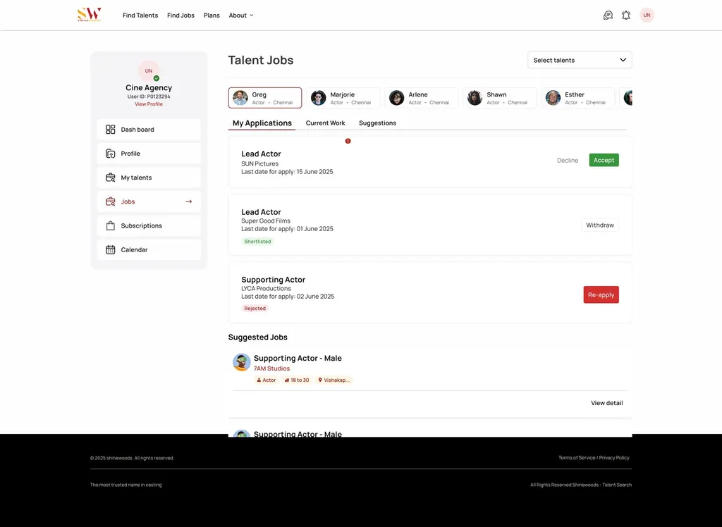 Dashboard · Jobs Section